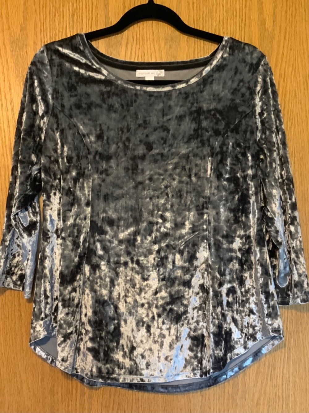 Crushed Velvet Westport 1962 Silver Holiday 3/4 Sleeve Top M
